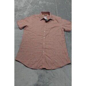 Jack Maverick Men's Medium Red Linen Cotton Blend Short Sleeve Shirt NWT